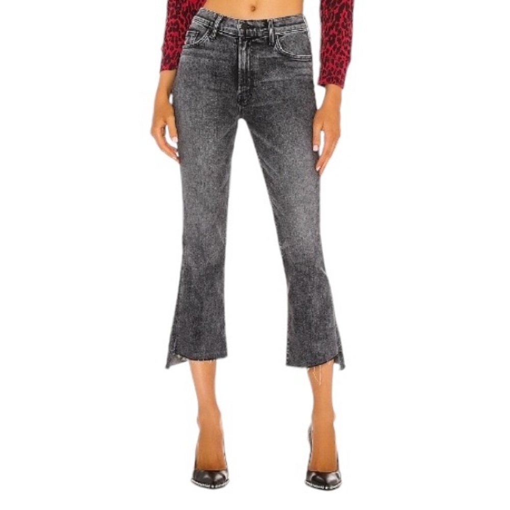 MOTHER Jeans The Insider Crop Fray in Train Stops Boot Cut Gray Size 27